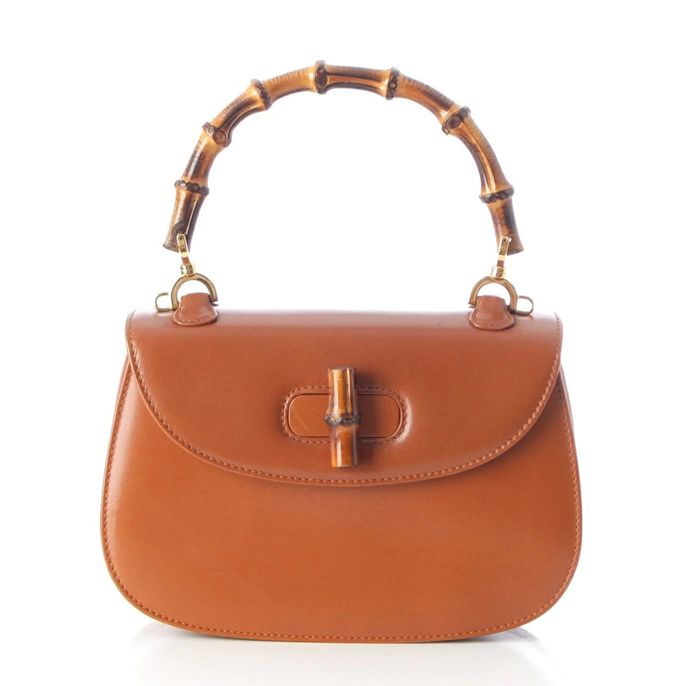 Gucci Bamboo Top Handle Turnlock Handbag Brown